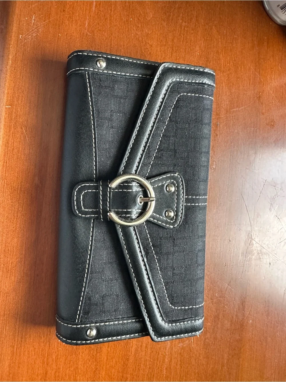 Women’s Black Quilted Buckle Wallet